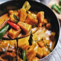 Red Curry · Stew with delicious red curry, coconut cream, and your choice of tofu or mixed vegetables an...
