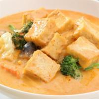 Yellow Curry · Stew with delicious yellow curry, coconut cream, and your choice of tofu or mixed vegetables...