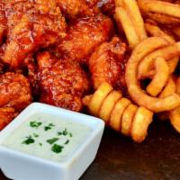 16 Boneless Wings · 16 count - Served with free curly fries or tots + 2 free 