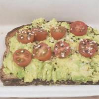 'Cado Toast · Choice of bagel, sourdough, or multi-grain. Topped with avocado spread, cut tomatoes, and a ...
