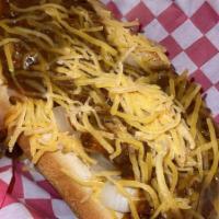 New York Dog · Cheddar Cheese, Yellow Mustard, Onion, Chili