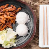 Spicy Chicken · Grilled chicken with spicy teriyaki sauce. Served with rice and salad w/ house dressing.
