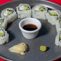 California Roll · 1 California roll cut into 8 pieces, the roll contains cucumber, avocado, and imitation crab.