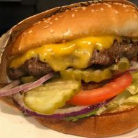 Cheeseburger · Cheddar, lettuce, tomato, red onion, pickles, and secret sauce.
Items are cooked to order. C...