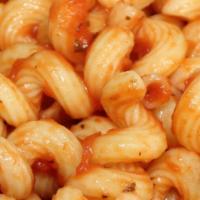 Pasta · Cavatappi Pasta, Tangy Marinara Sauce and Bread - upgrade with a topper to make it a complet...