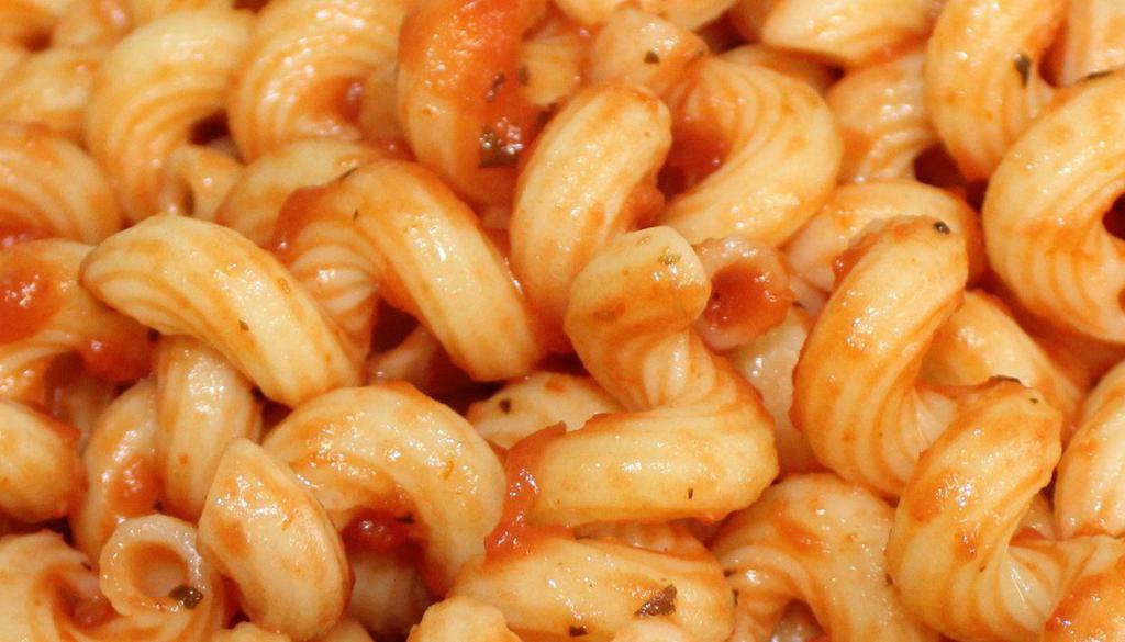 Pasta · Cavatappi Pasta, Tangy Marinara Sauce and Bread - upgrade with a topper to make it a complete meal