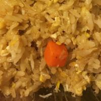 Crab Fried Rice · Egg, tomato, pea, carrots, and onion, with crab meat.