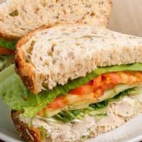 Chicken Salad · all-natural chicken breast, red peppers, jicama, celery, scallions, lemon, garlic & mayo wit...