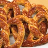 Brewery Pretzels · Giant, freshly baked pretzel served with spicy mustard & cheese sauce.