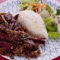 Mongolian Beef · Comes with White Rice and Salad.
Substitute for Brown Rice, please add $2.00 or Fried Rice a...