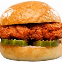 The Nashville Hot · Crispy chicken tossed in Nashville hot sauce, sweet butter pickle chips