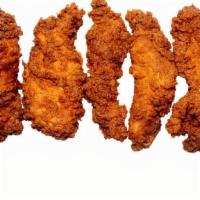 7 Piece Chicken Tenders · Seven hand-battered crispy chicken tenders with 2 free 2oz dipping sauces.
