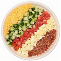 Chop Salad · Romaine, cucumber, tomato, egg, bacon, cheddar, blue cheese vinaigrette