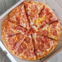 3 Chz Pepperoni Pizza · Our 3 Chz Pepperoni is topped with Cheddar, Parmesan, Pepperoni.