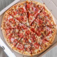 Meat Lovers Pizza · Pepperoni, Sausage, Ham, Bacon, Beef
Our Pizza Sizes include Personal, Medium and Large.