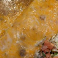 Smothered Burrito · Choice of spicy chicken ~ spicy beef ~ refried beans wheat or flour tortilla ~ refried beans...