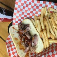 Bbq Sandwiches · Each BBQ sandwich comes on a house baked 6 inch hoagie with ¼ pound of the smoked meat of yo...