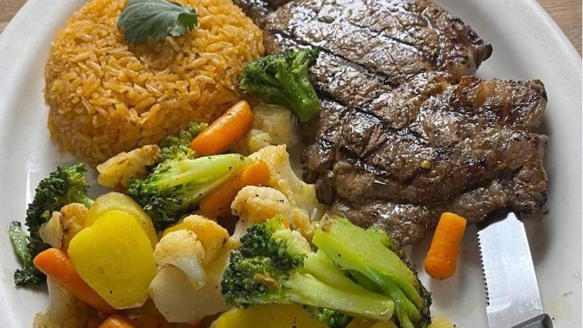 Ny Steak · Includes rice and mixed vegetables.

*some food items may contain raw or undercooked ingredients. Eating raw or undercooked food may to food
borne illness.