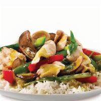 Green Curry - Special · (Medium Spicy): Green Thai chili coconut curry with bell pepper, onion, mushrooms, bamboo sh...