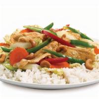 Cashew Stir Fry · Cashews, fresh napa cabbage, carrots, bell pepper and onions wok-tossed in our signature sti...