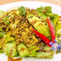 Coconut Curry Rice · Vegan. Forbidden rice marinated in coconut curry sauce, mixed with bell pepper, celery, rais...