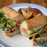 Bánh Mì - Vietnamese Sandwiches · Local French baguette stuffed with pickled daikon & carrots, cucumbers, cilantro, Maagi soy ...