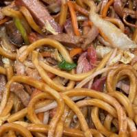 Pork Lo Mein (Soft Noodles) · Served with choice of rice, 1 choice of soup, or soda.