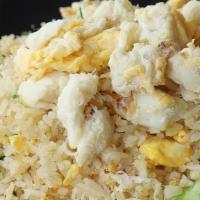 Crab Fried Rice · Fried rice with crab meat, egg, garlic, onion, tomato, black pepper, cilantro, scallion and ...