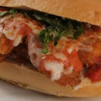#39 The Parms Hero · Our Version of the Parmigiana 'HERO'! Make it your own by choosing from chicken, shrimp, egg...