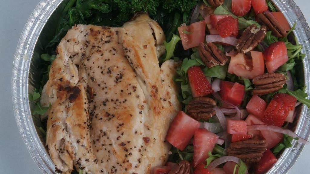 #43 Chicken Paillard · Freshly grilled chicken with Arugula salad and Broccoli Rabe'