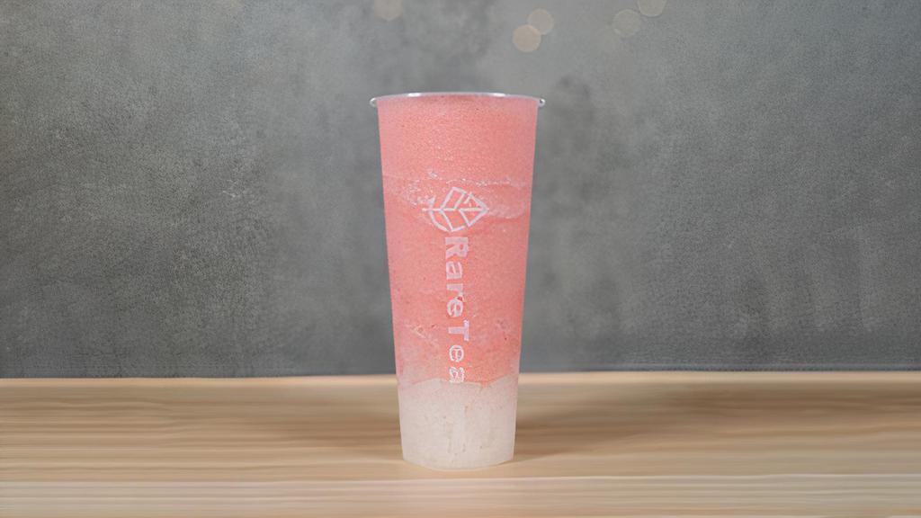 Strawberry Smoothie W/ Lychee Jelly · Blended and refreshing Strawberry smoothie made with our in-house Strawberry Jam. ** non-caffeinated. **Comes with Lychee Jelly Topping