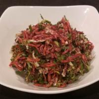 Carrot-Kale Slaw · pickled carrots, kale & cabbage tossed in blueberry BBQ dressing