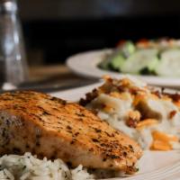 Grilled Salmon · Choose lemon herb or Cajun seasoning.