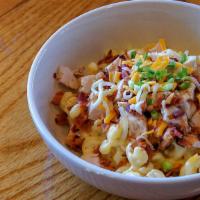 Chicken Bacon Mac & Cheese · Creamy mac & cheese topped with marinated grilled chicken, bacon, mixed cheese and sprinkled...