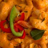 Shrimp Panang Penne · Shrimp with panang curry sauce.