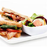 Blt · applewood smoked bacon / leaf lettuce / mayo / sliced tomatoes / on your choice of toasted w...