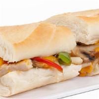 Chicken Philly · chopped grilled chicken breast / cheddar cheese / caramelized onions / grilled red / green /...
