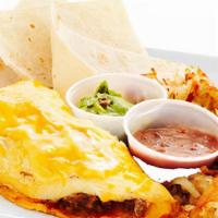 3 Egg Durango Omelet · Chorizo, Cheese, Peppers, Side of Salsa and Guacamole.