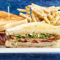 Clubhouse Burger · Turkey burger, center cut applewood smoked bacon, fresh avocado, lettuce, tomato, and house ...