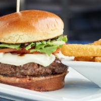 Caprese Burger · A half pound of our award winning black Angus beef, topped with fresh mozzarella cheese, tom...