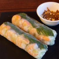 Salad Rolls / Gỏi Cuốn · Rice paper filled with lettuce, basil, and vermicelli with peanut sauce. Choice of chicken o...