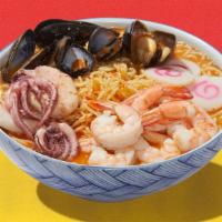 Spicy Seafood Ramen · Your choice of spicy broth topped with mixed seafood.