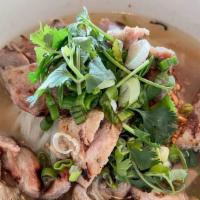 Bbq Pork Noodle Soup · Thin rice noodle, Chinese broccoli, bean sprout, BBQ  Pork, cilantro, green onion, peanuts, ...