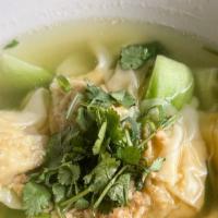 House Soup (Vg) · Chicken wontons or OTA Tofu, Choy sum, onions, cilantro, garlic with house-made clear broth.