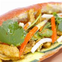Lemongrass Chicken Sandwich · Spicy. Lemongrass Chicken, Mayonnaise,  Cucumber, Pickled Carrots, Lettuce, Cilantro, Jalape...
