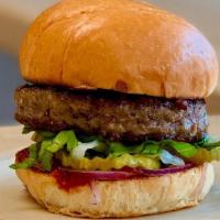 Hamburger · 1/4lb of cascade natural beef, shredded lettuce, red onion, pickles and camden's catsup and ...