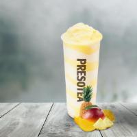 Mango Passion Slush · A blended mango and passion fruit puree, dairy free.