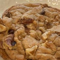 Chocolate Chip Walnut · Soft baked brown sugar dough loaded with semi-sweet and milk chocolate chips plus walnuts.