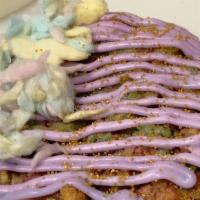 The Whimsical · Cotton Candy Flavored  Cookie, Blended Pink and Blue Dough, Cream Cheese Drizzle Topped with...