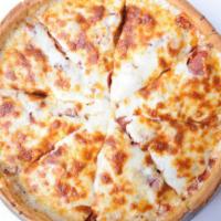Eric'S Meaty Masterpiece Pizza · Signature sausage, pepperoni, Canadian bacon, sautéed onions, freshly shredded mozzarella, a...